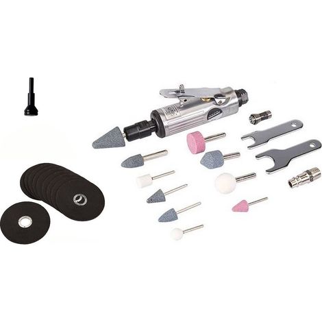 Mini meuleuse pneumatique avec accessoires et disques