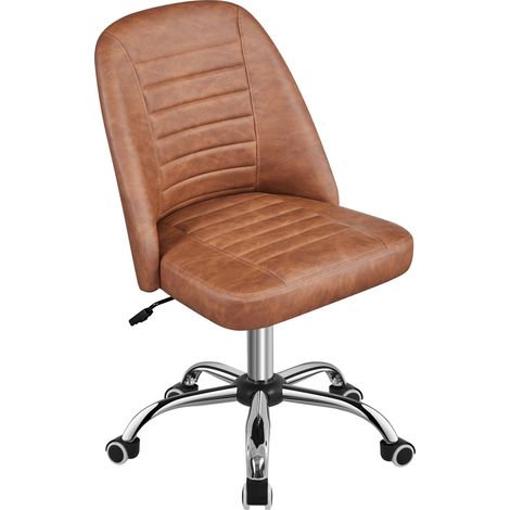 Homevive Silla de Oficina de Escritorio Ajustable en Altura Giratoria de 360° Ergonómica sin Reposabrazo con Ruedas Carga MAX 136 KG Marrón