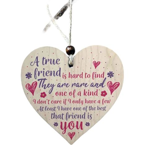 Plaque en bois en forme de cœur à suspendre, symbole d'amitié et d'amour, cadeau sentimental pour remonter le moral des femmes, pour meilleure amie, épouse, mari, petit(e) ami(e), spécial Saint-Valent (1/5)