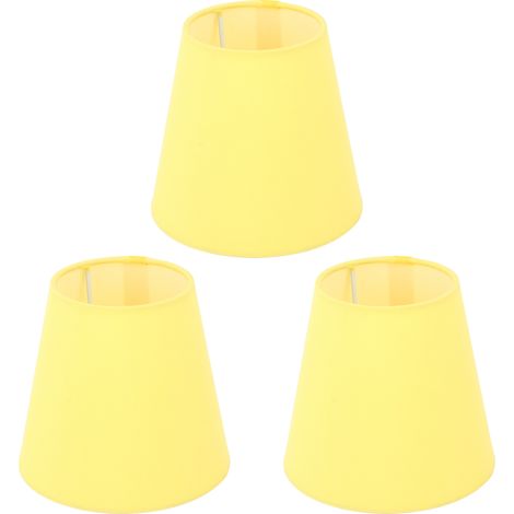 Lot de 3 abat-jour en tissu E14 innovants, type intervention, style moderne, avec cache-poussière pour lampe de chevet jaune