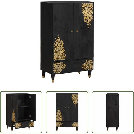 Rangement moderne - Haut Armoire Noir 60 x 33 x 100 cm Bois de mangue massif (1/5)