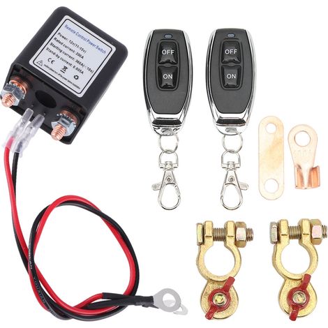 Interrupteur de coupure d'alimentation pour batterie de voiture avec télécommande et borne en cuivre pour automobile 12 V 200 A (1/5)
