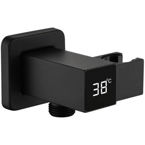 Support Pommeau de Douche Noir Support de Pommeau de Douche Laiton Support de Tête de Douche Montage Mural Support de Douchette Rectangle Support Douchette avec Affichage Numérique (1/5)