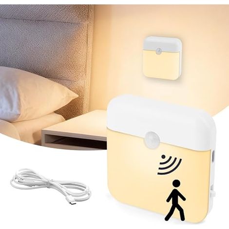 Motion Sensor Night Light, Rechargeable Induction LED Night Light, Warm White, Indoor Staircase Night Lights for Bathroom, Hallway, Cloakroom, Kitchen, Bedroom (1/5)