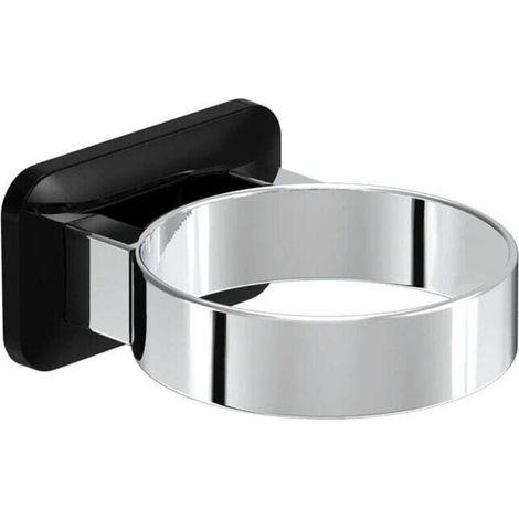 Porta asciugacapelli, XU, porta asciugacapelli a parete, porta asciugacapelli senza foratura, per bagno e WC (nero) - KZQ (1/4)