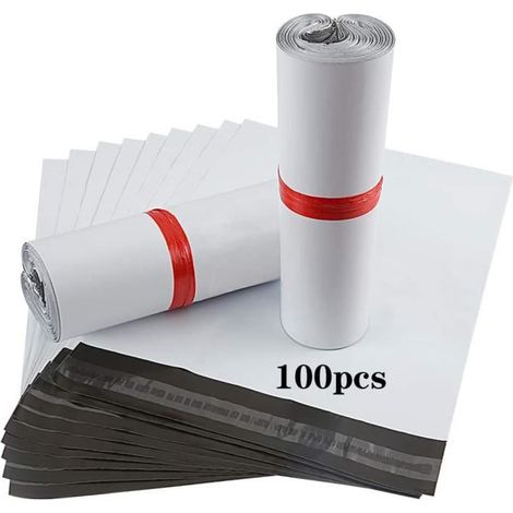 Enveloppe Sac Plastique Expedition Blanches Opaques 100 Emballage Colis Vetement Sacs d\'expédition Courrier Enveloppes Expéditeurs