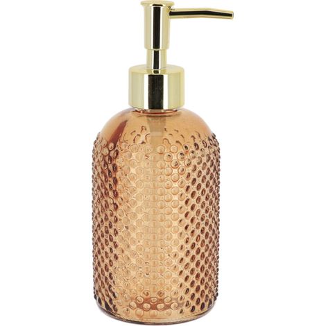 Distributeur a savon rond verre motifs points 410 ml - fumee - Tendance (1/3)