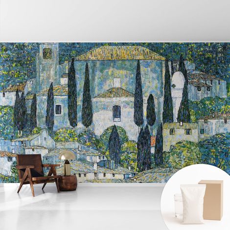 Papier peint avec colle pour décoration moderne de salon chambre à coucher cuisine et bureau Facile Maisons en cyprès 416x254 cm (1/5)