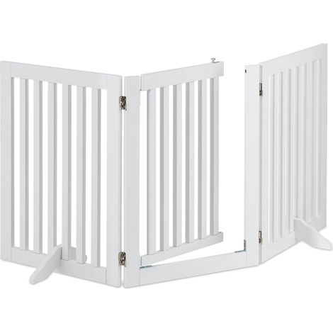 Barrière de sécurité pour animaux domestiques 70 x 80 cm protection escalier porte cheminée en métal blanc (1/5)