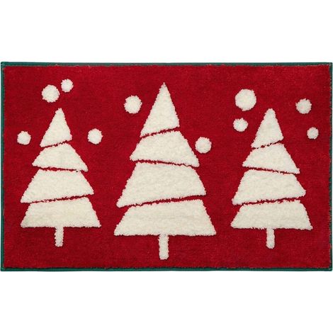Tapis de bain décoratif rouge de Noël, mignon, antidérapant, amusant, moelleux, absorbant, lavable, 50 x 80 cm (1/5)