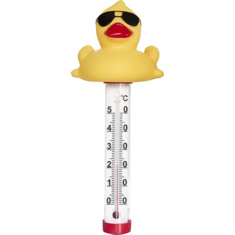 Thermomètre analogique de piscine avec canard flottant, 40.2006, étang, jacuzzi, bain glacé, amusant, pour le jardin, avec cordon de fixation, mesure la température de l'eau, rouge, jaune (1/5)
