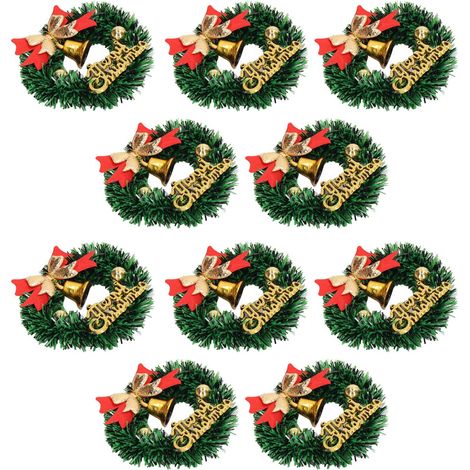 10 Stück Puppenhaus-Weihnachtskränze, realistische Kunststoffgirlanden, Modell für Puppenhäuser im Maßstab 1:12 und 1:6 (1/5)