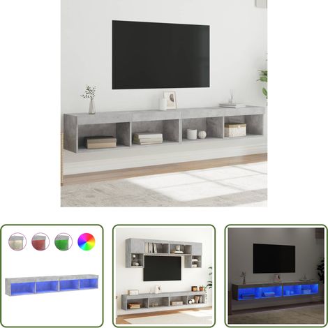 LED-Leuchten - TV-Schränke mit LED-Leuchten 2 Stk. Betongrau 100x30x30 cm (1/5)