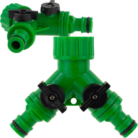 WIL4846 Zwei-Ventil-Wasserhahnadapter-Verbinder für Gartenschlauchverteiler (1/5)