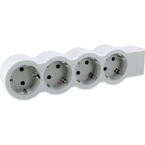 Legrand – Multiprise 4 prises avec mise à la terre – Puissance 3650 W – Design extra-plat pour montage mural – Idéal pour espaces confinés
