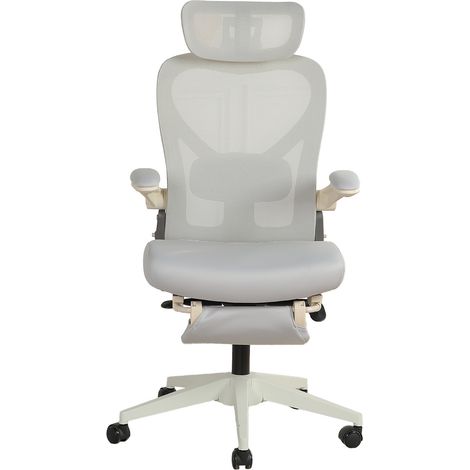 Sedia da ufficio ergonomica pieghevole, sedia pieghevole per spazi ridotti con supporto lombare, cuscino in schiuma, braccioli pieghevoli, poggiatesta 3D e sedia da ufficio con pedali, grigia (1/5)