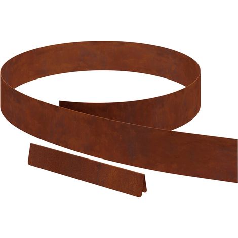 vidaXL Borde de Césped 4 uds. 450 x 10 cm Acero autopatinable Oxidado (1/2)