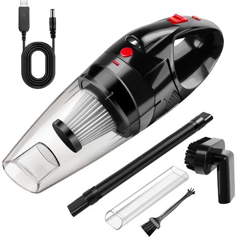 Aspirateur à main sans fil, aspirateur à main portable avec élément filtrant réutilisable et lumière LED pour éliminer facilement la poussière, la saleté, les poils d'animaux et l'intérieur de la voit
