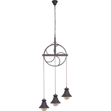 FAB 124693002  Ciondolo Rustico Rueca 3xe27 Marrone (1/2)