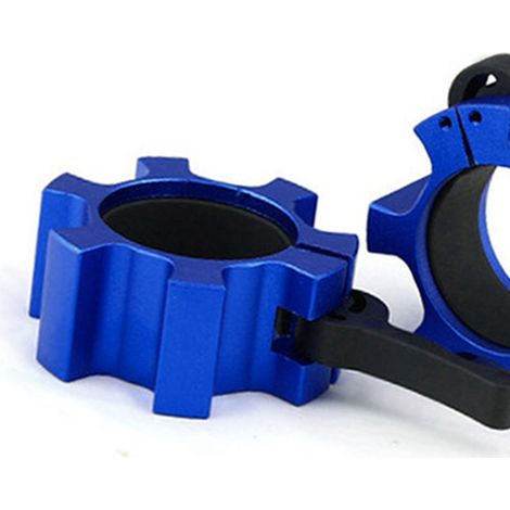 Lot de 2 colliers de serrage pour haltères de 50 mm, en alliage d'aluminium, à dégagement rapide, bleus, pour musculation et fitness. (1/5)