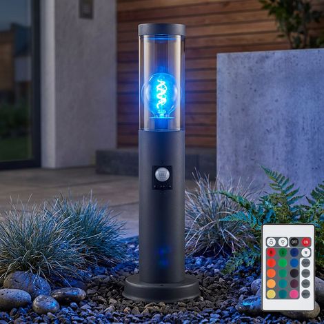 Lampada da terra fumé antracite piantana con rilevatore di movimento lampada da terra in acciaio inox, telecomando dimmerabile, 1x LED RGB 8.5W 806Lm, DxH 7.6x45 cm (1/5)