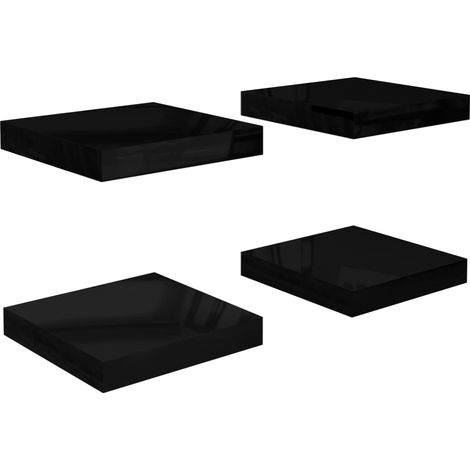 vidaXL Scaffali a Parete 4 pz Nero Lucido 23x23,5x3,8 cm in MDF