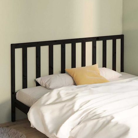 vidaXL Cabecero de cama madera maciza de pino negro 206x4x100 cm (1/5)
