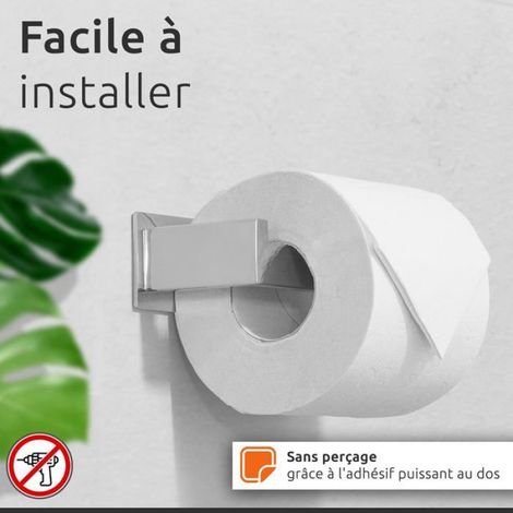 Support Papier Toilette - Acier Inoxydable 304 - Fixation Adhésive Sans Perçage - Design Carré Moderne - 1 Pièce (1/5)