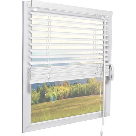 Sol Royal – Store vénitien en bois FSC 50cm – Lamelles 3,5cm – Fixation mur/plafond – Avec tringle de rotation et cordes – Pour occultation efficace