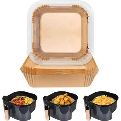Papier Cuisson Air Fryer, Qualité Alimentaire Air Fryer Accessoires-100 Feuilles 20 x5 cm pour Plat Air Fryer 4-6L (1/4)