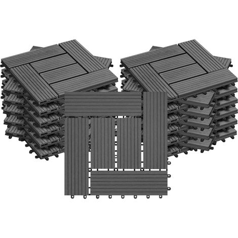 WOLTU 22X Suelo Exterior Entrelazado Wpc Para Balcón, Jardín O Terraza, Gris