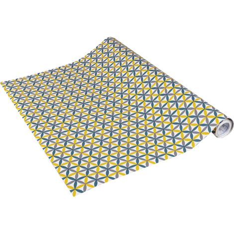 Papier adhésif Charleston Motif rétro Jaune-gris 45 cm x 2 m, Épaisseur 95μ Film autocollant pour meuble et cuisine, film décoratif, papier peint PVC sans phtalates Fabriqué en UE (1/5)