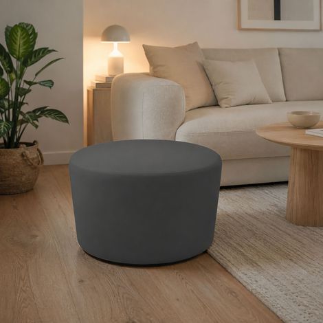 Dmora - Pouf Abanera, Mehrzwecksessel, Sitzsack, Hockerhocker, Made in Italy, 79x79 h42 cm, Dunkelgrau (1/4)