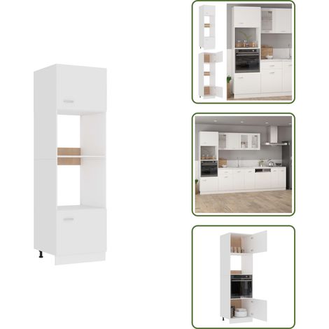 The Living Store Mueble para microondas "Lyon" blanco 60x57x207 cm madera de ingeniería - Muebles para cocina