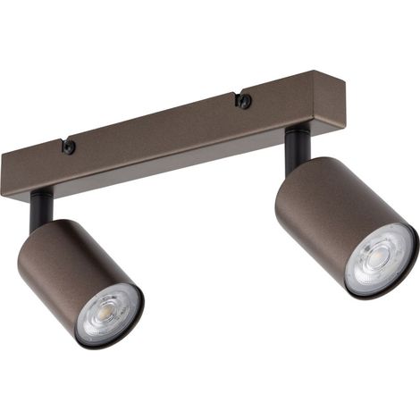Spot de plafond métal GU10 orientable marron 2 lampes allongé (1/5)
