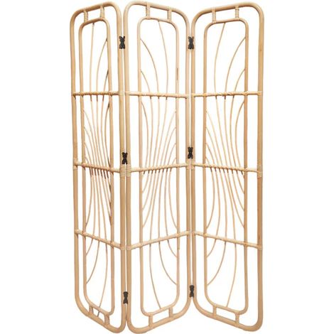 Paravent H. 180 cm en rotin naturel ajouré formes organiques – HAZEL (1/5)