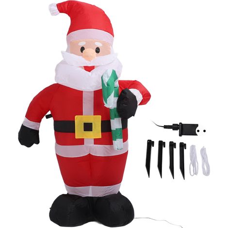 Sapin de Noël gonflable 1,2 m avec Père Noël, décoration extérieure pour jardin et terrasse, prise UE 220V (1/5)