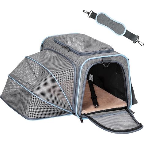 Faltbare Transporttasche für Katze & Hund, erweiterbar, M/Grau (1/5)