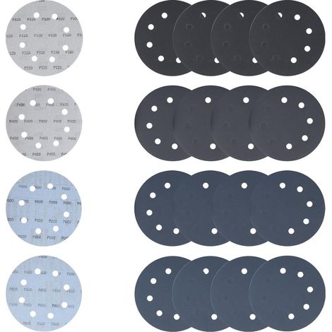 Schleifpapier 180mm Klett Nass 20 Stück 8 Loch Körnung 320 400 600 800 (1/5)