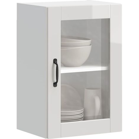Küchen-Hängeschrank mit Glastür Porto Hochglanz-Weiß