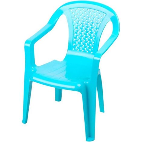 1 Chaise Enfant - Plastique - 52 x 37 x 35 cm - Jardin Extérieur - Bleu (1/3)