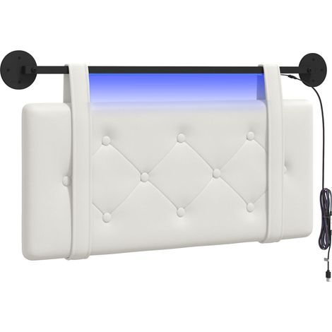 Testiera Testata del letto sospesa Con luce LED Bianco Similpelle (1/5)