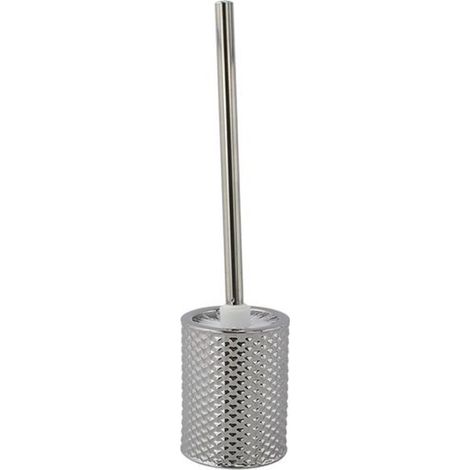 TRADE SHOP - Porta Scopino Decorato Silver Con Effetto Cuoricini Con Scopino Accessorio Bagno 87820 - (1/2)