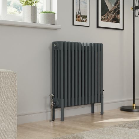 Warmehaus Traditional 4 Column Anthracite Radiator Cast Iron Style Radiators 600x605mm