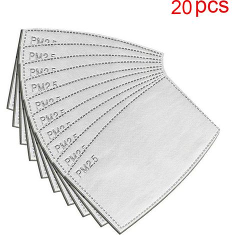 20 filtres jetables de rechange en charbon actif pour masque de protection, lot de 20 pièces (1/5)