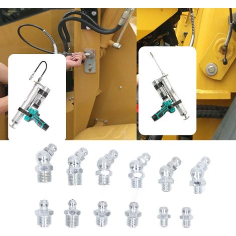 130-teiliges Set inklusive verzinkter Messing-Zerstäuber-Fettpressdüsen, metrischer Hydraulik-Schmiernippel, SAE-Standard-45-Grad-Winkel-Schmiernippel und Zerks-Verschraubungen. (1/5)