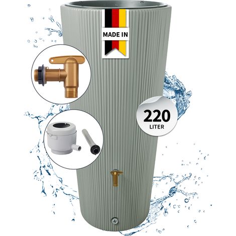 4rain VASO DECOR 2in1 Bepflanzbare Regentonne 220 Liter agave inkl. Kunststoff-Auslaufhahn und Fallrohranschluss