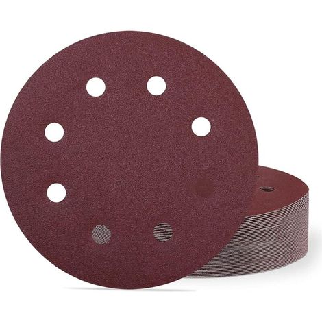 Confezione da 30 dischi abrasivi da 180 mm, grana 40, 17,8 cm, con supporto a strappo a 8 fori, per levigatrici per cartongesso e levigatrici a braccio lungo.