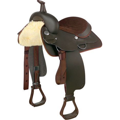 15", nero: Sella western in cuoio sintetico con gonna quadrata