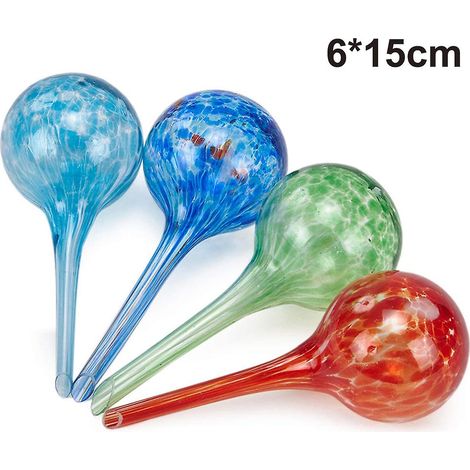 Filiyano-Boules d'arrosage colorées pour fleurs, arrosage automatique depuis un pot en verre, 6 x 15 cm - Lot de 4 (1/5)